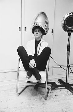 Audrey Hepburn Smoking Under a Hair Dryer.